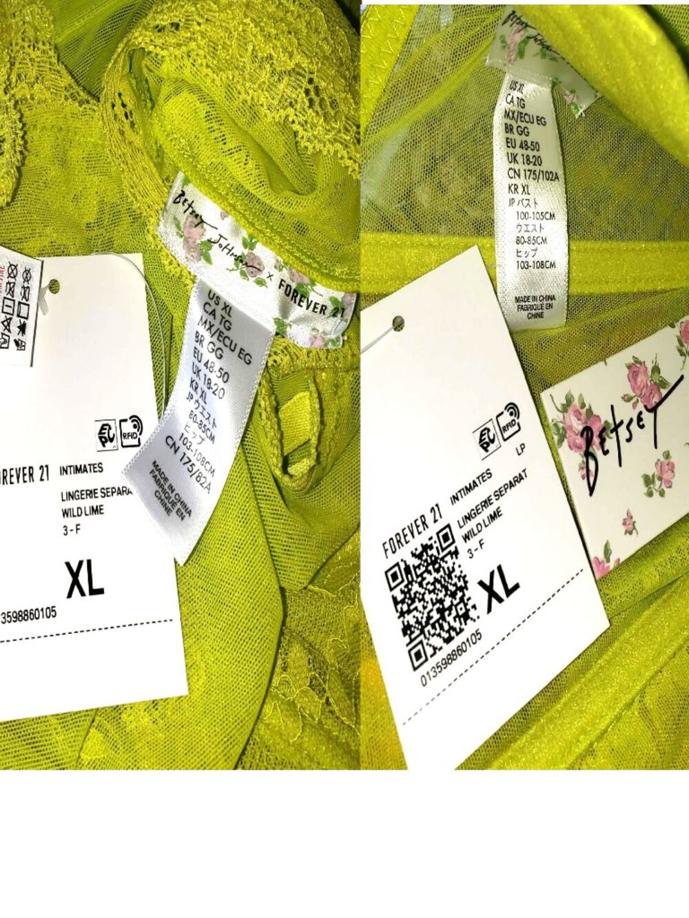 Betsey Johnson Corset Top Bustier Panties Lingerie Green Lace Mesh Butterfly XL - Picture 16 of 16
